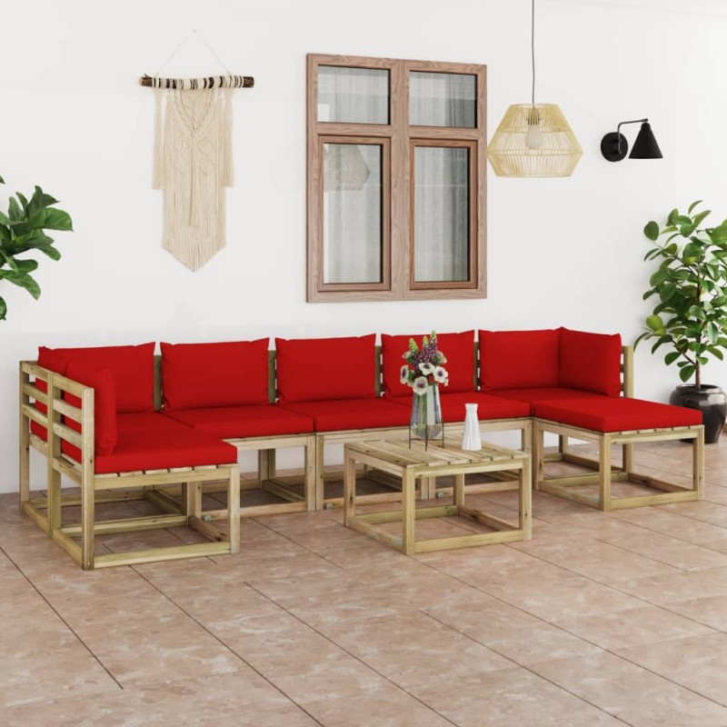 8-tlg. Garten-Lounge-Set mit Kissen Imprägniertes Kiefernholz 8-tlg. Garten-Lounge-Set mit Kissen Imprägniertes Kiefernholz