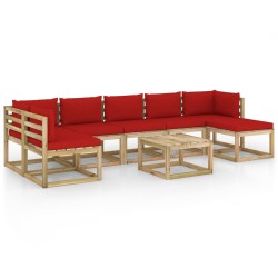 8-tlg. Garten-Lounge-Set mit Kissen Imprägniertes Kiefernholz