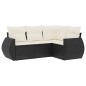 vidaXL 4-tlg. Garten-Sofagarnitur mit Kissen Schwarz Poly Rattan vidaXL 4-tlg. Garten-Sofagarnitur mit Kissen Schwarz Poly Rattan