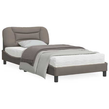 vidaXL Bettgestell mit Kopfteil Taupe 100x200 cm Stoff