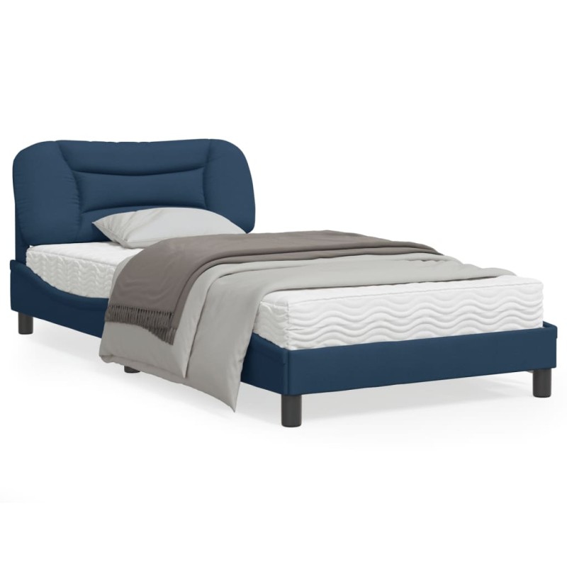 vidaXL Bettgestell mit Kopfteil Blau 100x200 cm Stoff vidaXL Bettgestell mit Kopfteil Blau 100x200 cm Stoff