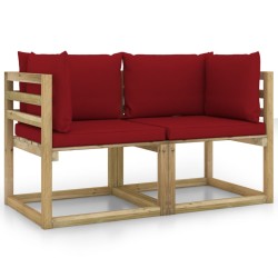 vidaXL Garten-Ecksofas & Kissen in Grün 2 Stk. Kiefernholz