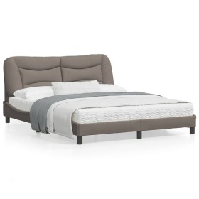 vidaXL Bettgestell mit Kopfteil Taupe 160x200 cm Stoff