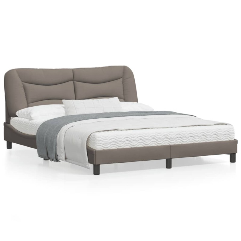 vidaXL Bettgestell mit Kopfteil Taupe 160x200 cm Stoff vidaXL Bettgestell mit Kopfteil Taupe 160x200 cm Stoff