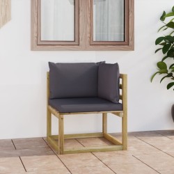 vidaXL Garten-Ecksofa mit Kissen in Grün Imprägniertes Kiefernholz