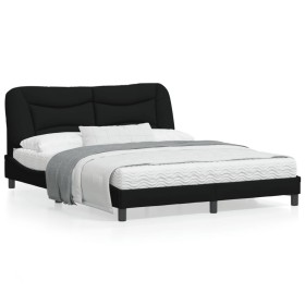 vidaXL Bettgestell mit Kopfteil Schwarz 160x200 cm Stoff