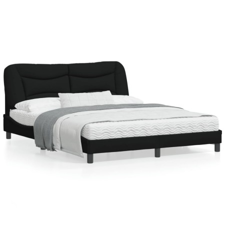 vidaXL Bettgestell mit Kopfteil Schwarz 160x200 cm Stoff