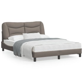 vidaXL Bettgestell mit Kopfteil Taupe 140x200 cm Stoff