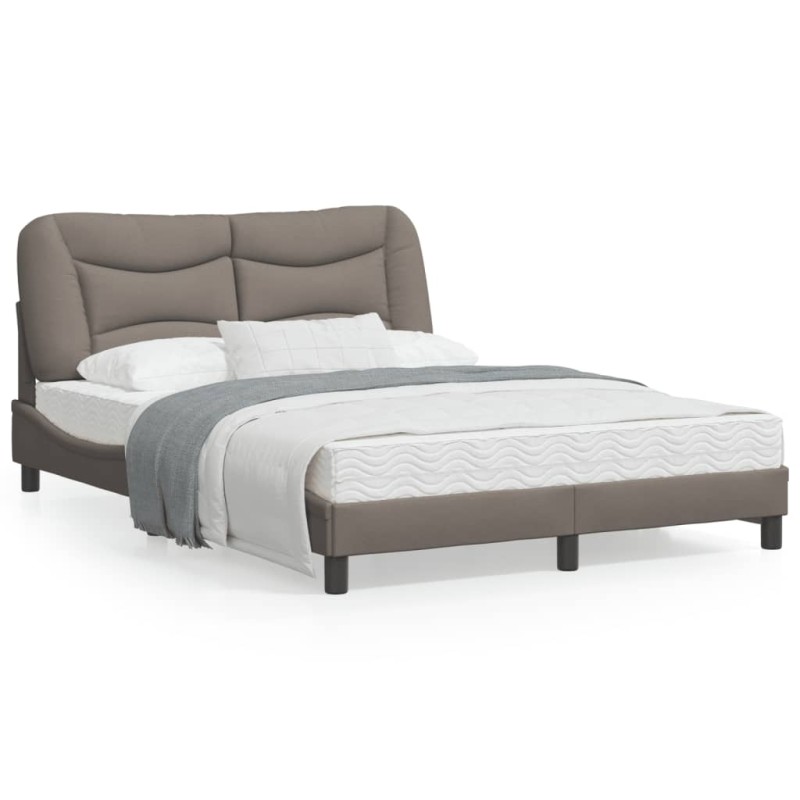 vidaXL Bettgestell mit Kopfteil Taupe 140x200 cm Stoff vidaXL Bettgestell mit Kopfteil Taupe 140x200 cm Stoff