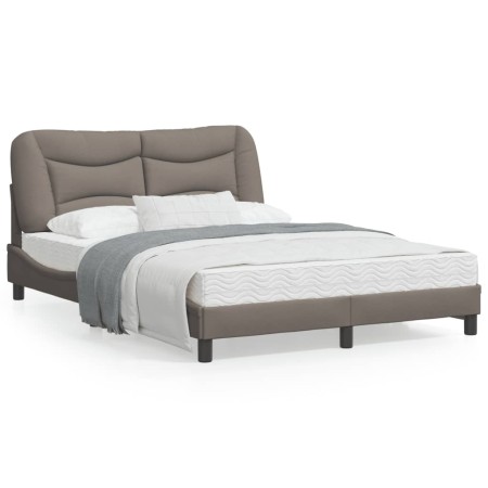vidaXL Bettgestell mit Kopfteil Taupe 140x200 cm Stoff