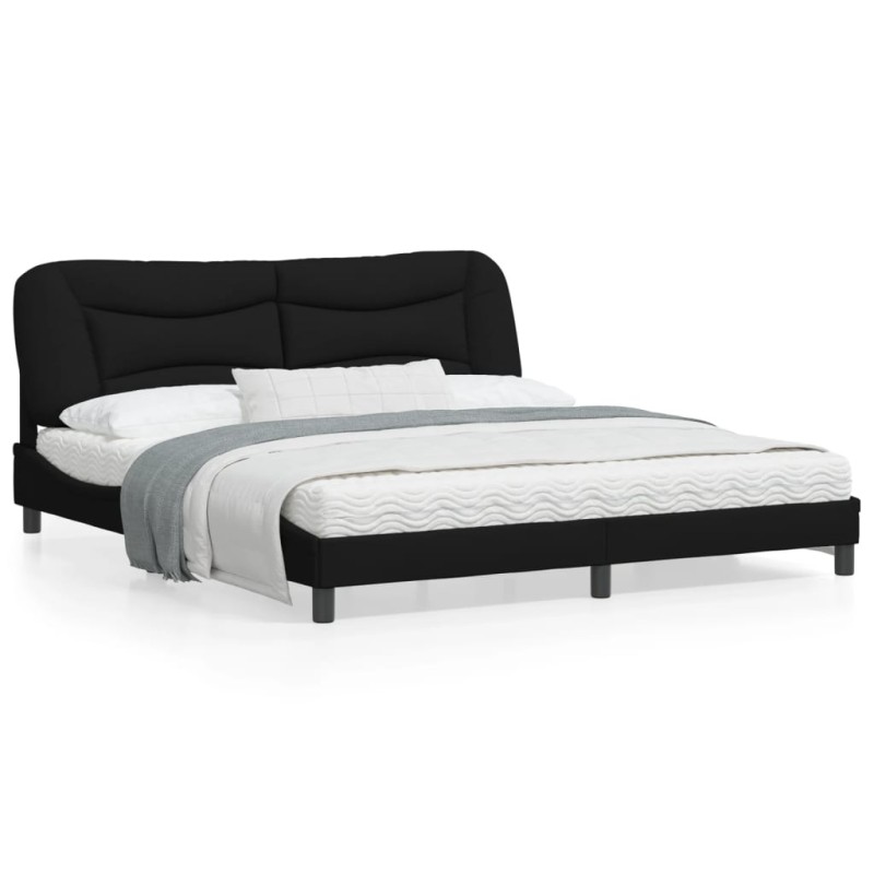 vidaXL Bettgestell mit Kopfteil Schwarz 180x200 cm Stoff vidaXL Bettgestell mit Kopfteil Schwarz 180x200 cm Stoff