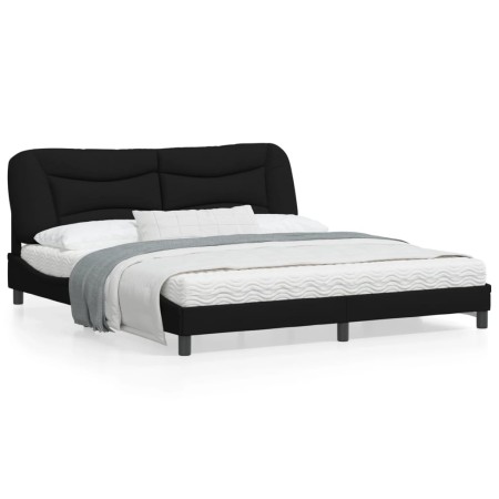 vidaXL Bettgestell mit Kopfteil Schwarz 180x200 cm Stoff