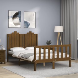 vidaXL Massivholzbett mit Kopfteil Honigbraun 120x200 cm