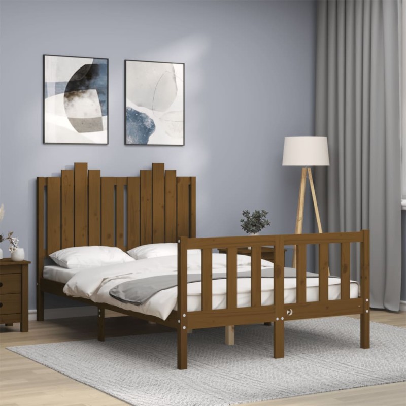 vidaXL Massivholzbett mit Kopfteil Honigbraun 120x200 cm vidaXL Massivholzbett mit Kopfteil Honigbraun 120x200 cm