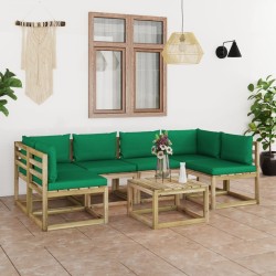 7-tlg. Garten-Lounge-Set mit Kissen Imprägniertes Kiefernholz