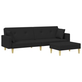 vidaXL Schlafsofa 2-Sitzer mit Fußhocker Schwarz Stoff