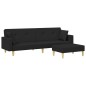 vidaXL Schlafsofa 2-Sitzer mit Fußhocker Schwarz Stoff vidaXL Schlafsofa 2-Sitzer mit Fußhocker Schwarz Stoff