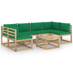 7-tlg. Garten-Lounge-Set mit Kissen Imprägniertes Kiefernholz