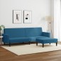 vidaXL Schlafsofa 2-Sitzer mit Fußhocker Blau Samt vidaXL Schlafsofa 2-Sitzer mit Fußhocker Blau Samt