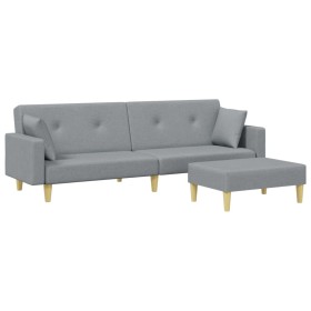 vidaXL Schlafsofa 2-Sitzer mit Fußhocker Hellgrau Stoff
