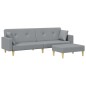 vidaXL Schlafsofa 2-Sitzer mit Fußhocker Hellgrau Stoff vidaXL Schlafsofa 2-Sitzer mit Fußhocker Hellgrau Stoff