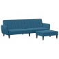 vidaXL Schlafsofa 2-Sitzer mit Fußhocker Blau Samt vidaXL Schlafsofa 2-Sitzer mit Fußhocker Blau Samt