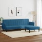 vidaXL Schlafsofa 2-Sitzer mit Fußhocker Blau Samt vidaXL Schlafsofa 2-Sitzer mit Fußhocker Blau Samt