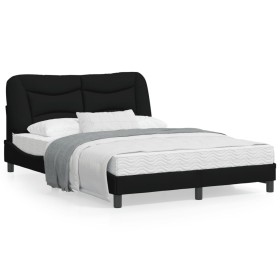vidaXL Bettgestell mit Kopfteil Schwarz 140x200 cm Stoff