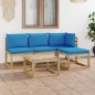 5-tlg. Garten-Lounge-Set mit Hellblauen Kissen 5-tlg. Garten-Lounge-Set mit Hellblauen Kissen