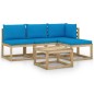 5-tlg. Garten-Lounge-Set mit Hellblauen Kissen 5-tlg. Garten-Lounge-Set mit Hellblauen Kissen