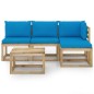5-tlg. Garten-Lounge-Set mit Hellblauen Kissen 5-tlg. Garten-Lounge-Set mit Hellblauen Kissen