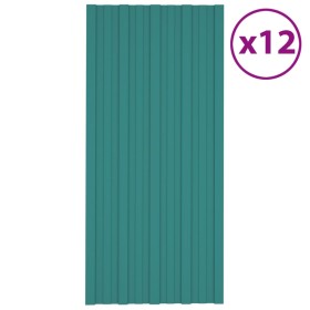 vidaXL Dachpaneele 12 Stk. Verzinkter Stahl Grün 100x45 cm
