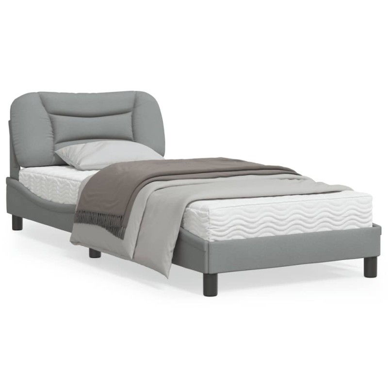 vidaXL Bettgestell mit Kopfteil Hellgrau 80x200 cm Stoff vidaXL Bettgestell mit Kopfteil Hellgrau 80x200 cm Stoff