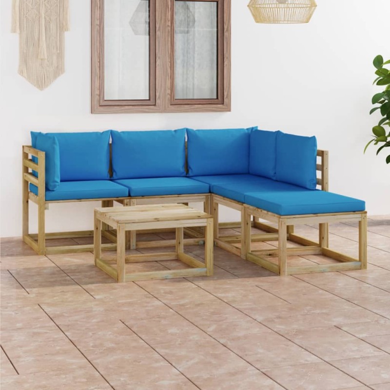 vidaXL 6-tlg. Garten-Lounge-Set mit Hellblauen Kissen vidaXL 6-tlg. Garten-Lounge-Set mit Hellblauen Kissen