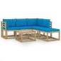 vidaXL 6-tlg. Garten-Lounge-Set mit Hellblauen Kissen vidaXL 6-tlg. Garten-Lounge-Set mit Hellblauen Kissen