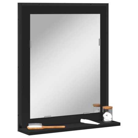 vidaXL Badspiegel mit Ablage Schwarz 50x12x60 cm Holzwerkstoff