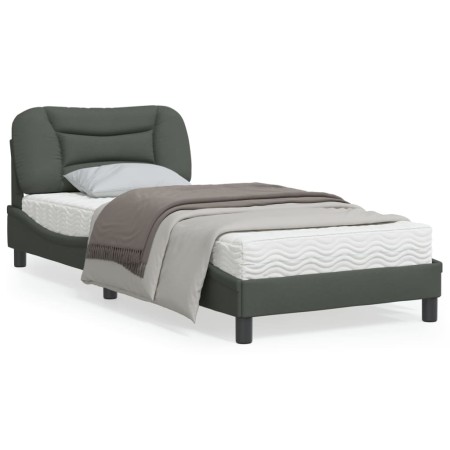 vidaXL Bettgestell mit Kopfteil Dunkelgrau 90x200 cm Stoff