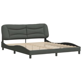 vidaXL Bettgestell mit Kopfteil Dunkelgrau 180x200 cm Stoff
