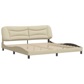 vidaXL Bettgestell mit Kopfteil Creme 200x200 cm Stoff