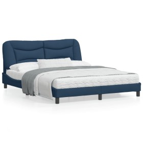 vidaXL Bettgestell mit Kopfteil Blau 160x200 cm Stoff