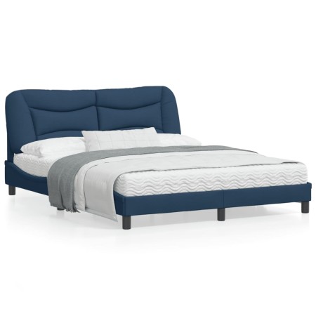 vidaXL Bettgestell mit Kopfteil Blau 160x200 cm Stoff