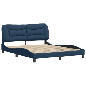 vidaXL Bettgestell mit Kopfteil Blau 160x200 cm Stoff