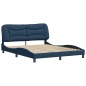vidaXL Bettgestell mit Kopfteil Blau 160x200 cm Stoff vidaXL Bettgestell mit Kopfteil Blau 160x200 cm Stoff