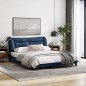 vidaXL Bettgestell mit Kopfteil Blau 160x200 cm Stoff vidaXL Bettgestell mit Kopfteil Blau 160x200 cm Stoff