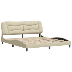 vidaXL Bettgestell mit Kopfteil Creme 180x200 cm Stoff