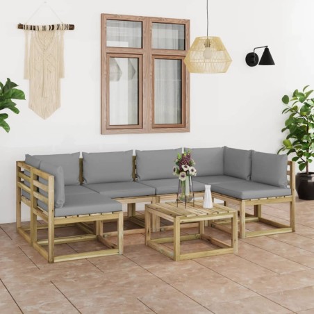 7-tlg. Garten-Lounge-Set mit Kissen Imprägniertes Kiefernholz