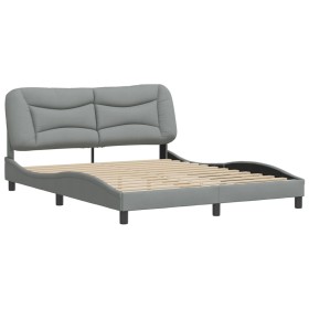 vidaXL Bettgestell mit Kopfteil Hellgrau 160x200 cm Stoff