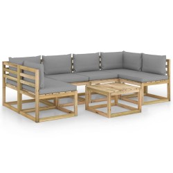 7-tlg. Garten-Lounge-Set mit Kissen Imprägniertes Kiefernholz