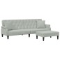 vidaXL Schlafsofa 2-Sitzer mit Kissen und Fußhocker Hellgrau Samt vidaXL Schlafsofa 2-Sitzer mit Kissen und Fußhocker Hellgrau Samt