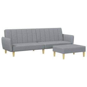 vidaXL Schlafsofa 2-Sitzer mit Fußhocker Hellgrau Stoff